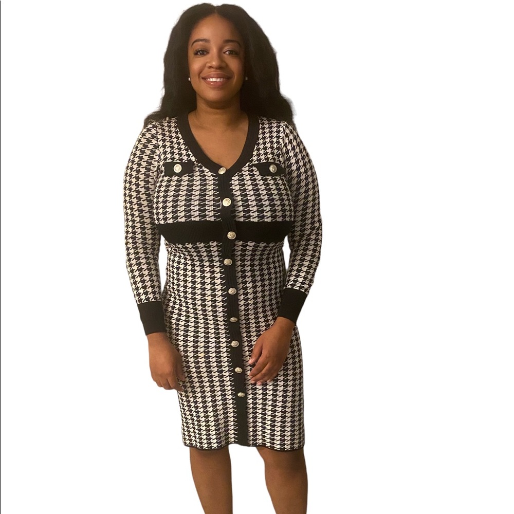 Black houndstooth dress